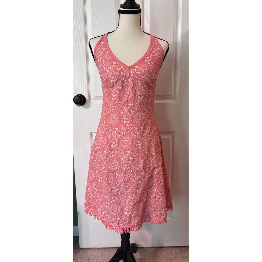 Soft Linen by Noa Noa Dress Women’s XS Halter Pink Coral White Floral 100% Linen